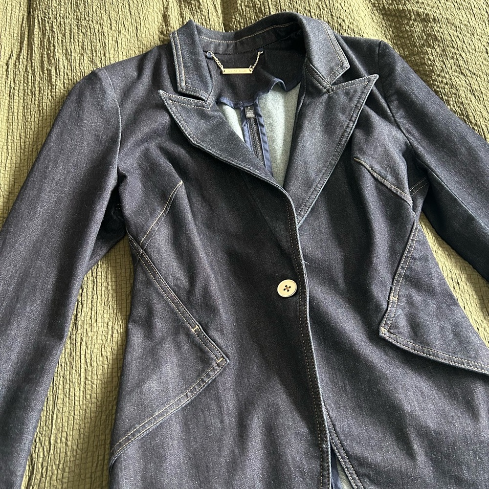 Blue Denim White House Black Market Editor Spandex Blazer - Picture 3 of 7